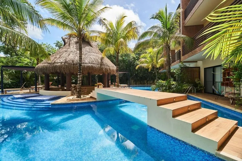 Zen Oasis Swim Up Condo Pool W Tiki Hut Bar + Gym Tulum Mexico